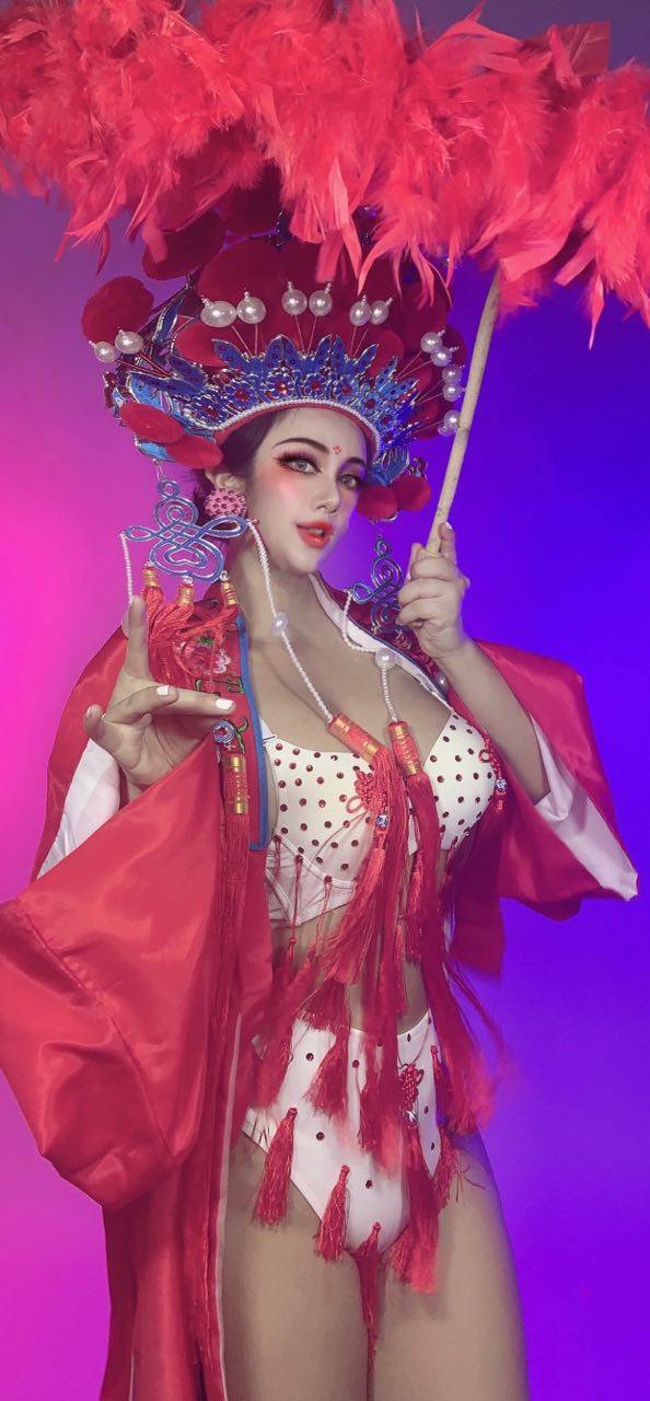 夜店酒吧影楼DJ舞队gogo七夕情人节红色国潮古风戏曲风演出服