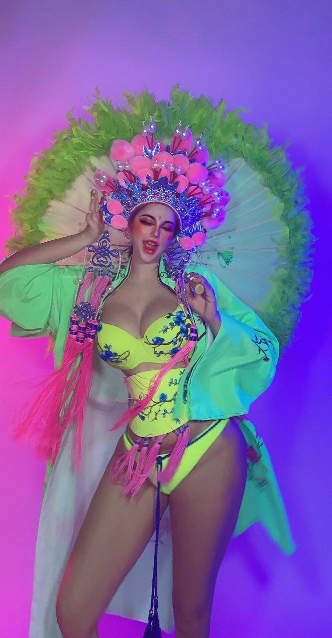 夜店酒吧影楼DJ舞队gogo七夕情人节中秋绿色国潮古风戏曲风演出服