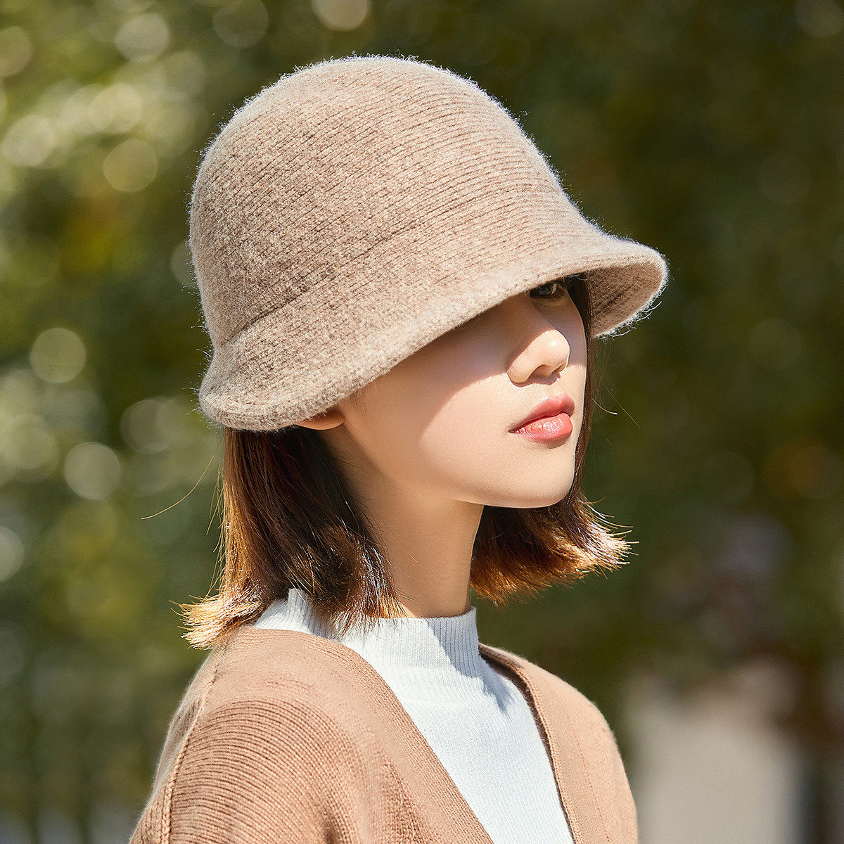 宏达 渔夫帽羊毛呢盆帽韩版秋冬保暖时尚百搭毛线针织水桶帽子女,淘宝优惠券,粉丝福利购,淘宝优惠卷