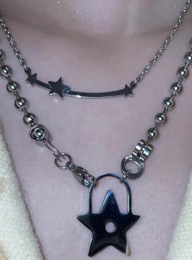 钛钢o字链女星星笑脸锁骨链包邮