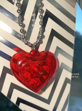 杀死玛丽苏 赛博朋克y2k甜酷风led发光桃心项链爱心不锈钢颈饰女