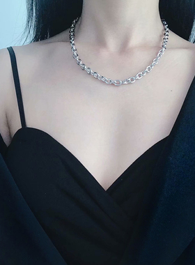 钛钢不掉色ins潮风情侣粗链条