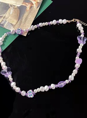 彩色串珠蝴蝶颈链项链