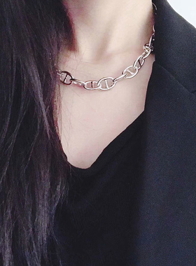 钛钢欧美猪鼻子锁骨链网红ins潮