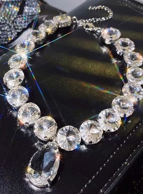 超闪项链夸张锆石水晶锁骨链