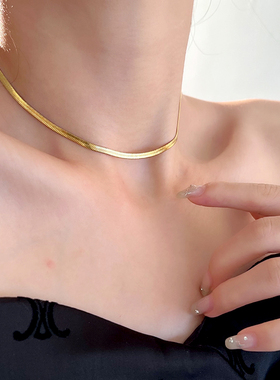 欧美爆款锁骨链钛钢不掉色小众ins冷淡风叠戴多层简约流苏项链