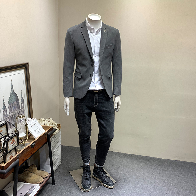 春季新款男士商务休闲小西服雅痞西装外套男帅气单西韩版修身便西 - 图2