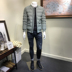 Thời trang thu đông của nam giới Hàn Quốc mỏng bóng chày cổ áo ngắn thanh niên tóc stylist xu hướng cotton áo khoác nam - Đồng phục bóng chày áo khoác bomber bóng chày Đồng phục bóng chày