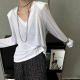 Tencel linen ເສື້ອຜ້າປ້ອງກັນແສງແດດບາງໆແບບເກົາຫຼີ ຄໍ V ແຂນຍາວ T