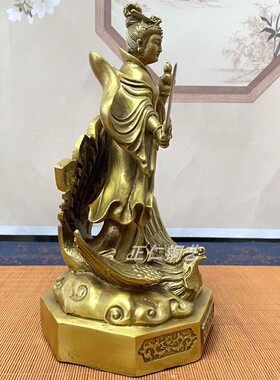 纯铜九天玄女铜像家用客厅黄铜圣母娘娘女神像摆件玄母家居供奉