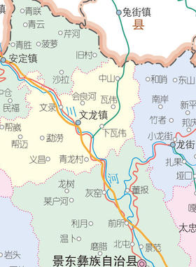 景东彝族自治县地图交通行政区划图海报2026新款办公室装饰挂画