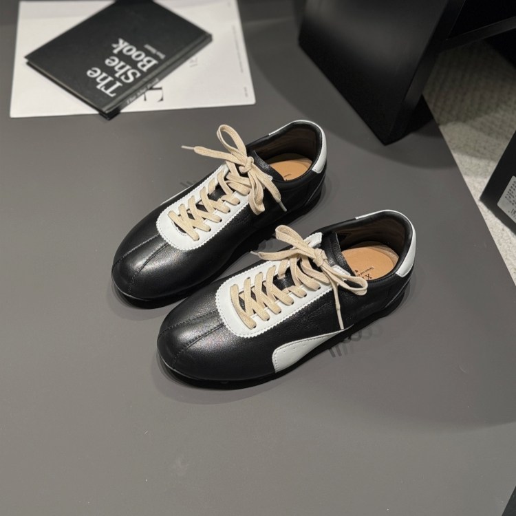 ins风拼色德训鞋女2026春真皮时尚休闲鞋低跟阿甘鞋青年豆豆女鞋,淘宝优惠券,粉丝福利购,淘宝优惠卷