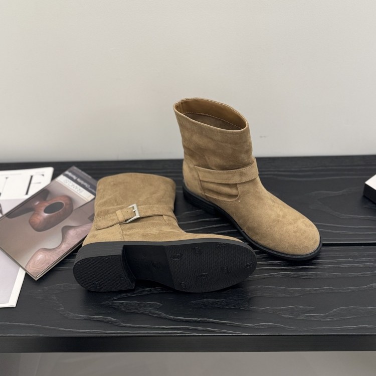 欧美绒面方跟短靴女2025秋冬皮带扣套筒西部靴时尚青年马丁靴子潮,淘宝优惠券,粉丝福利购,淘宝优惠卷