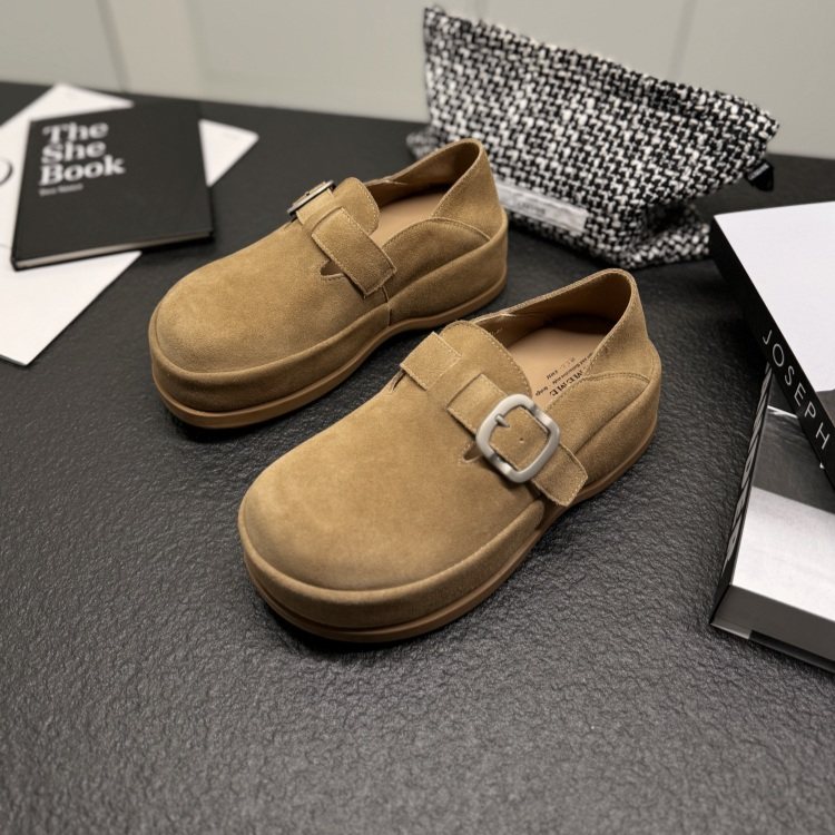欧洲站厚底勃肯鞋2025秋磨砂真皮乐福鞋皮带扣休闲青年深口单鞋女,淘宝优惠券,粉丝福利购,淘宝优惠卷