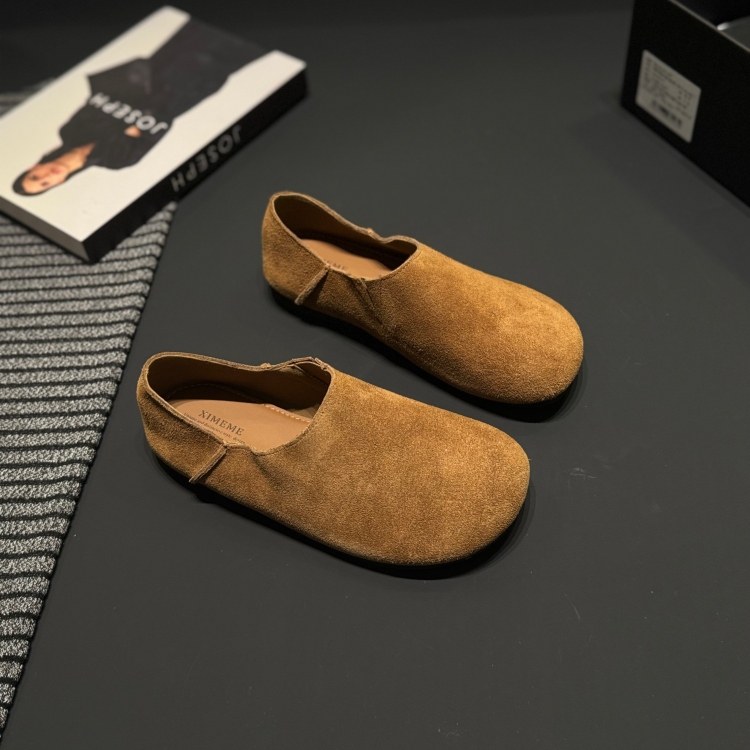 磨砂皮一脚蹬勃肯鞋25秋平底舒适乐福鞋后踩圆头穆勒鞋青年单鞋女,淘宝优惠券,粉丝福利购,淘宝优惠卷