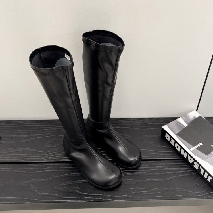 欧洲站低跟圆头瘦腿靴2025秋冬弹力靴套筒时尚酷靴青年高筒袜靴女,淘宝优惠券,粉丝福利购,淘宝优惠卷