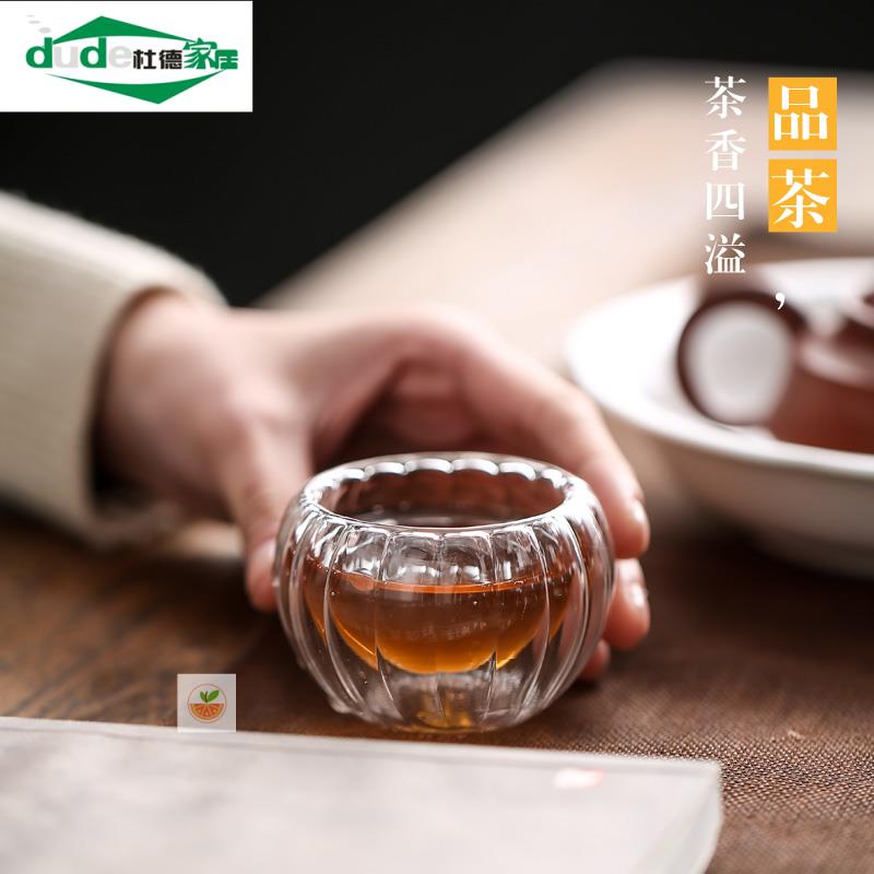 六只装真空玻璃茶杯防烫品茗杯小号功夫茶具耐热花茶杯双层杯隔热