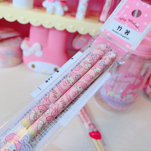 三丽鸥限定美乐蒂melody筷子家用环保安全日系儿童卡通竹制筷子 - 图2