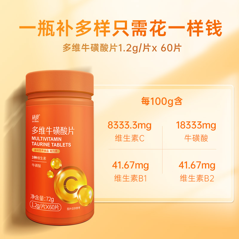 首单+签到！绿瘦多维牛磺酸片维c维b60片，补充营养就吃它！-第3张图片-提都小院