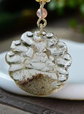 新款现货天然金发晶幽灵共生水晶九尾狐吊坠精致立体可爱水晶狐狸