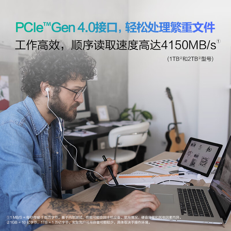 WD/西部数据蓝盘 SN580 500G/1TB/2TB SSD固态硬盘 PCIE4.0 M2-图2