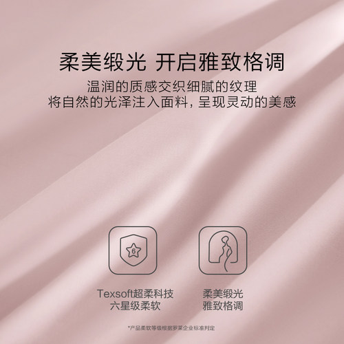 罗莱家纺U易套60支贡缎纯棉全棉套件被套床单四件套三边开口拉链 - 图3