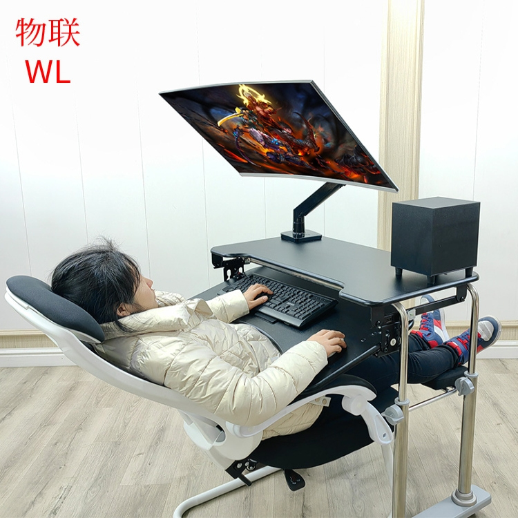 太空舱台式电脑桌简易电脑桌移动升降支架家用折叠升降懒人坐舱 - 图3