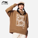 Li Ning, ретро свитер, трикотажная базовая куртка с круглым воротником, подходит для весны и осени, оверсайз, увеличенная толщина