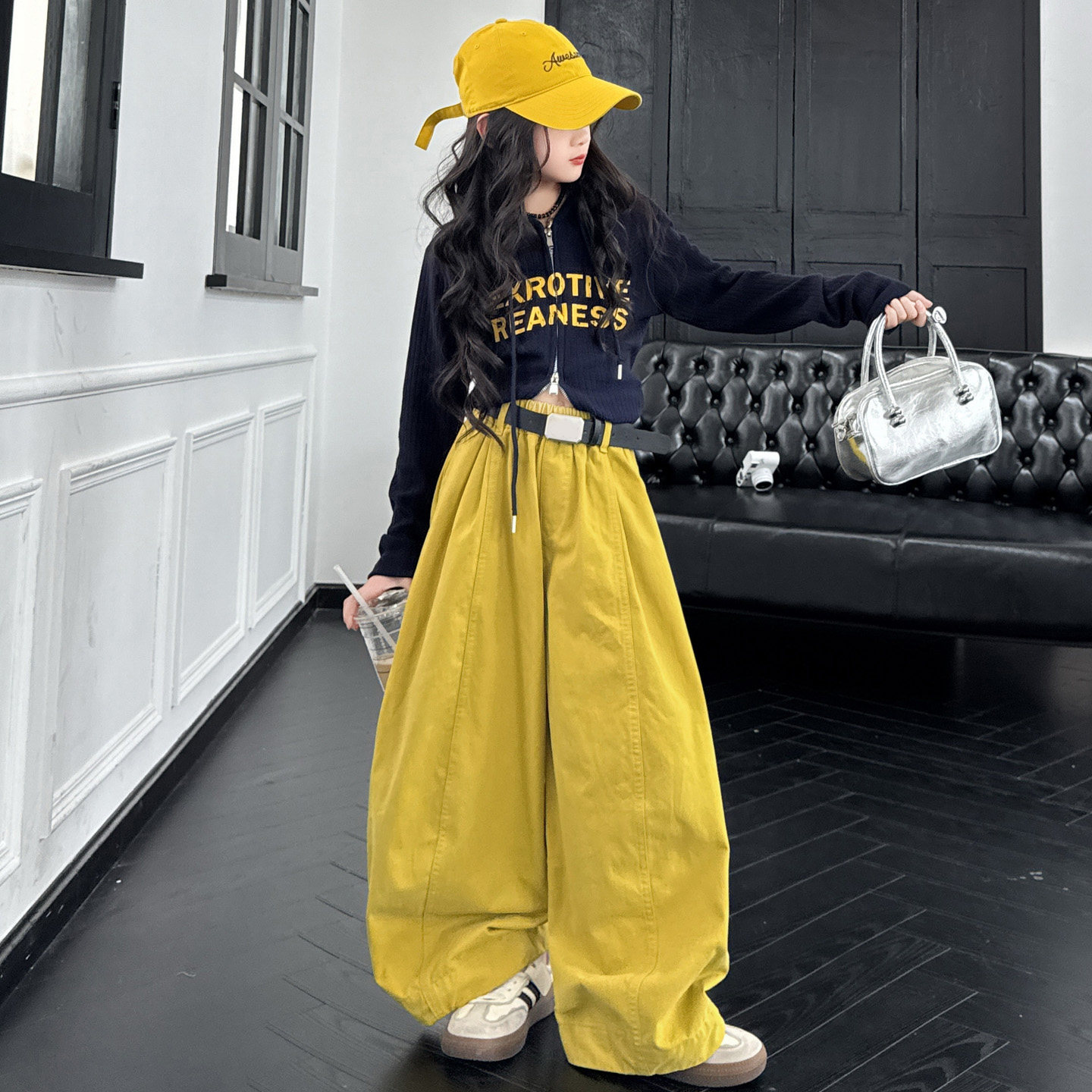 早秋中大童女童爵士舞纯棉练功服多巴胺拉链帽衫打底休闲萝卜裤潮,淘宝优惠券,粉丝福利购,淘宝优惠卷