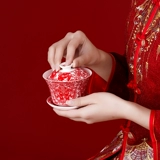 Прямо для свадебной чайной чашки, свадебной свадебной счастливой чашки счастливая чаша, свадебная красная пара красных паров припасов