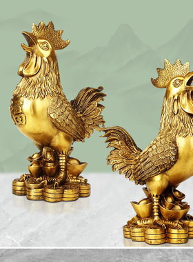 铜制金鸡玄关客厅摆件