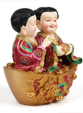 原装正品李居明九运常年吉祥物和合二贤摆件家居卧室摆件