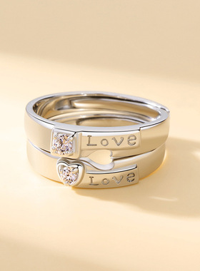 情侣潮流开口情比金坚情侣戒指