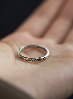 锦鲤在手 应有尽有 转动好运 复古可调节戒指男女小众指环开口戒