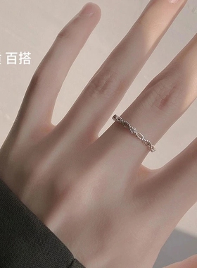 高级小众设计2023女生指环麻绳镶钻戒指女饰品冷淡风闺蜜戒送朋友