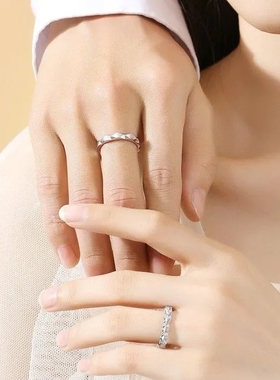 新款为爱加冕情侣对戒男女一对可调节轻奢时尚个性小众设计款送礼