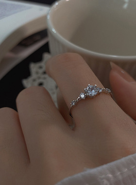 戒指女款韩版小众设计时尚ins潮个性食指戒开口可调节冷淡风指环