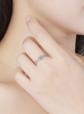 戒指女ins不掉色小众设计韩版简约潮1克拉莫桑钻戒爱心形钻石情侣