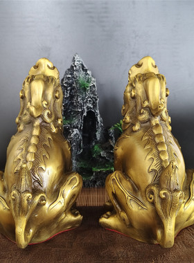 纯黄铜望天吼独角兽貔貅天吼向天吼瑞兽铜器摆件居家朝天吼铜小号