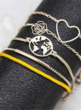 饰品欧美风镂空爱心编织手链