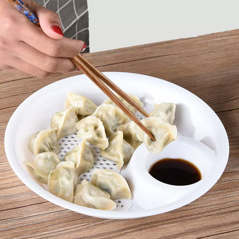 双层塑料沥水盘饺子馆带醋碟水饺托盘蒸饺盘大排档烧烤生蚝扇贝盘 - 图2