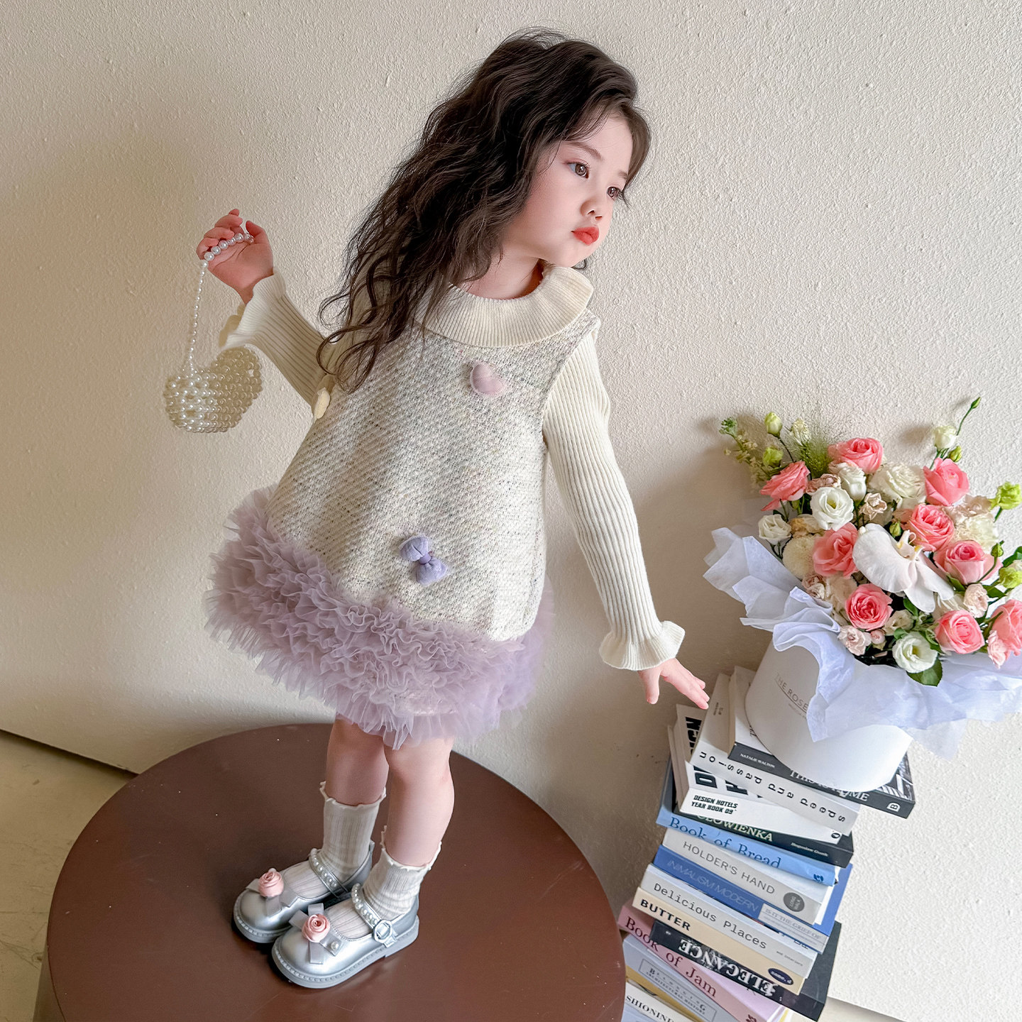 女童连衣裙毛衣套装春秋款2026新春装宝宝小香风公主好看儿童衣服,淘宝优惠券,粉丝福利购,淘宝优惠卷