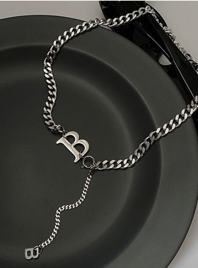 嘻哈时尚字母毛衣链项链