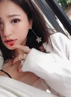 ins韩国定制珍珠满钻戒指冷淡