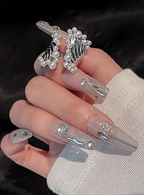 高级感宽版贝珠戒指夸张冷淡高级小众时尚个性ins食指戒开口精致