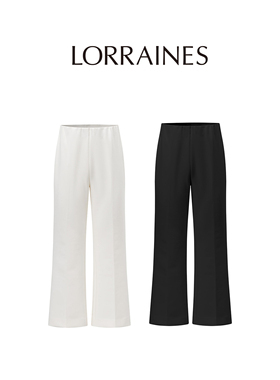 LORRAINES 精致生活-舒弹无腰头高腰收胯显瘦微喇九分裤休闲西裤