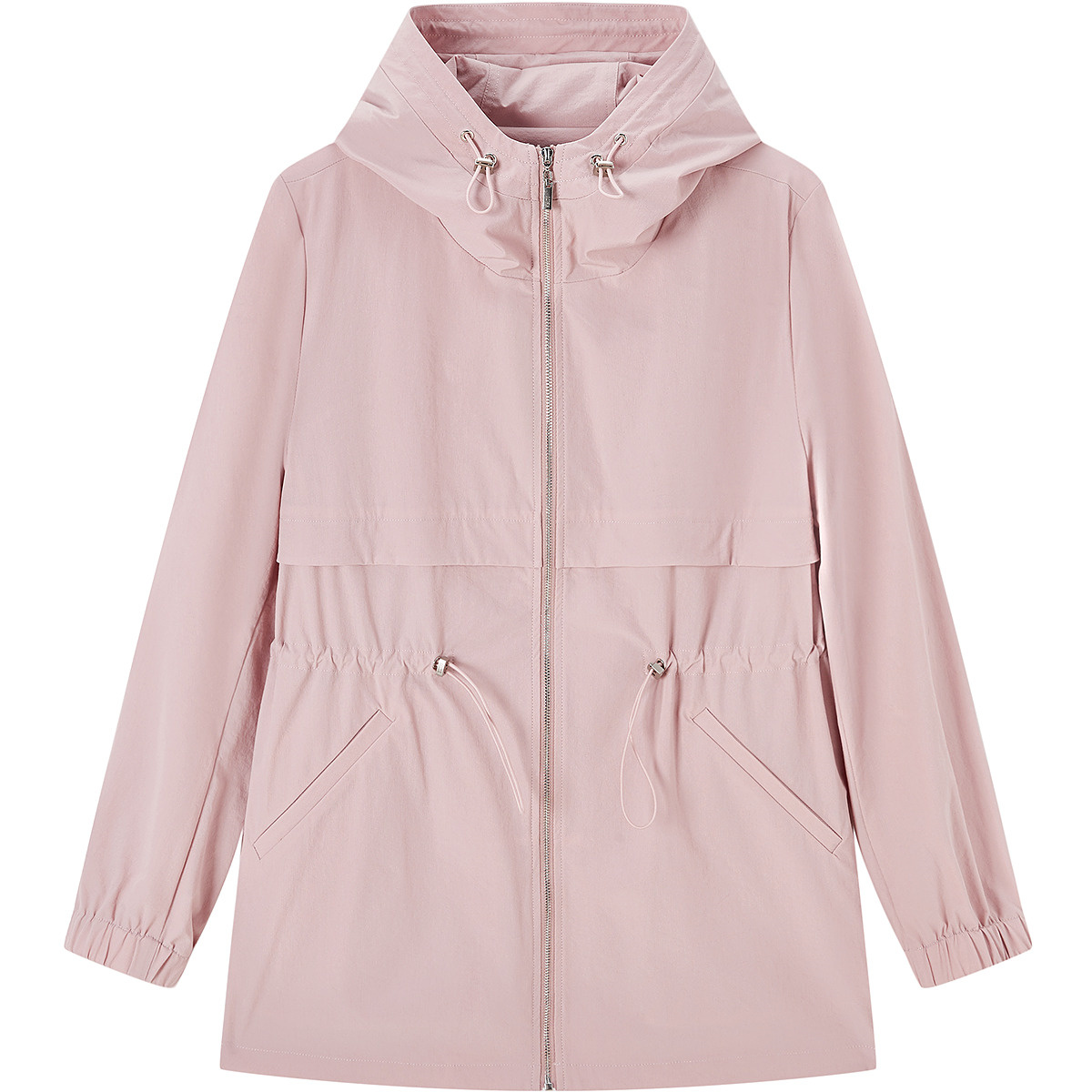 菲妮迪品牌风衣2025秋季新款简约休闲风连帽耐皱中长款时尚外套女 - 图3