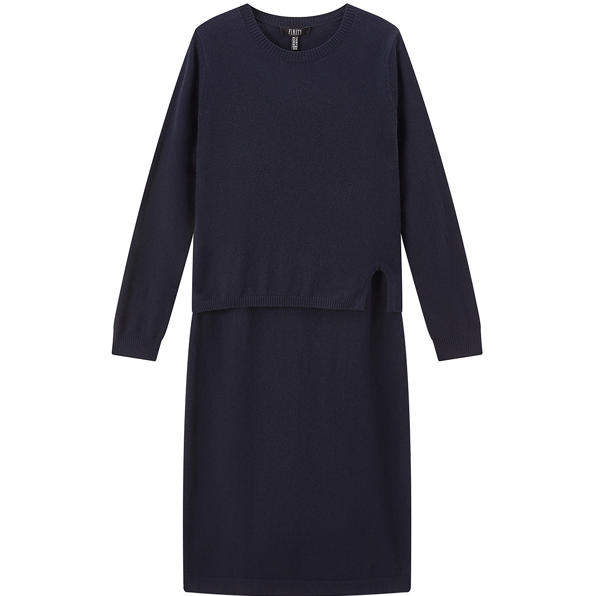 【纯羊毛】FINITY菲妮迪假两件连衣裙2025年冬季新款宽松裙子女 - 图3
