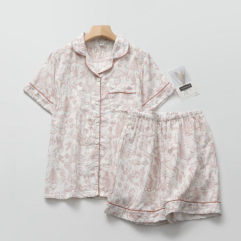 卡通睡衣女学生纯棉纱短袖短裤薄款日系可爱家居空调睡眠服可外穿,淘宝优惠券,粉丝福利购,淘宝优惠卷