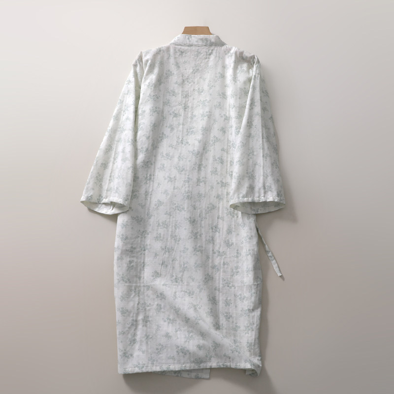 印花睡袍女士纯棉纱薄春夏7分袖家居晨袍汗蒸浴袍开衫一体连衣裙,淘宝优惠券,粉丝福利购,淘宝优惠卷